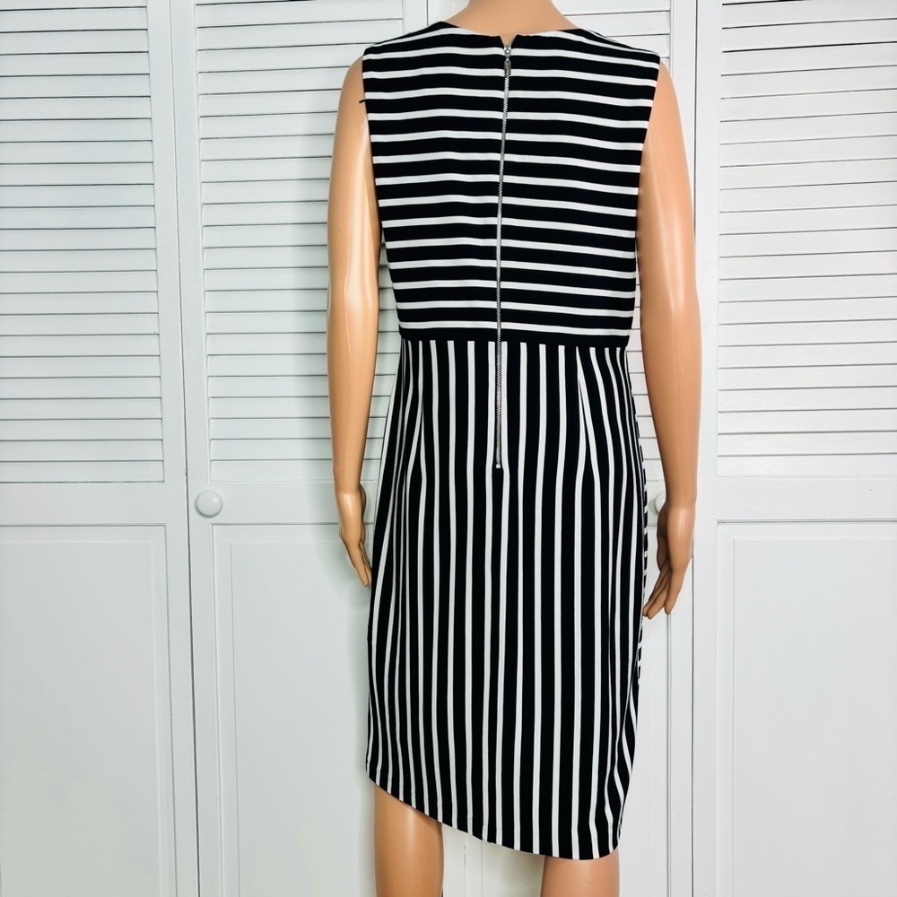 2/$100 JOSEPH RIBKOFF Blue Sleeveless Mock-Wrap Dress Size 14 - Picture 11 of 12
